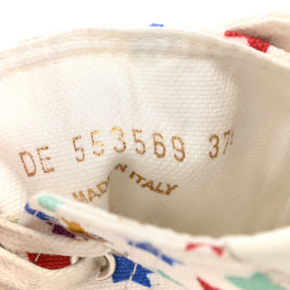 Saint Laurent Distressed Canvas Fun-Star Print Bedford Hightop Sneakers 37.5 Cream 8 of 9