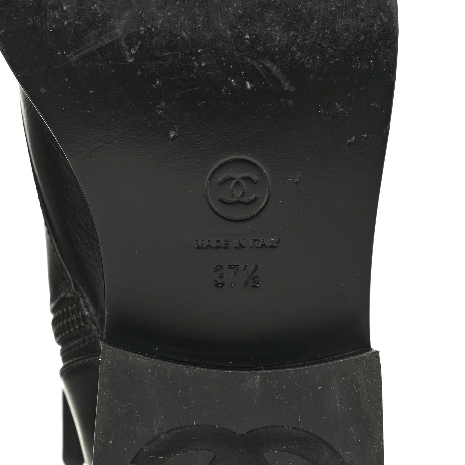 Chanel Calfskin Lace Up Combat Boots 37.5 Black 8 of 13
