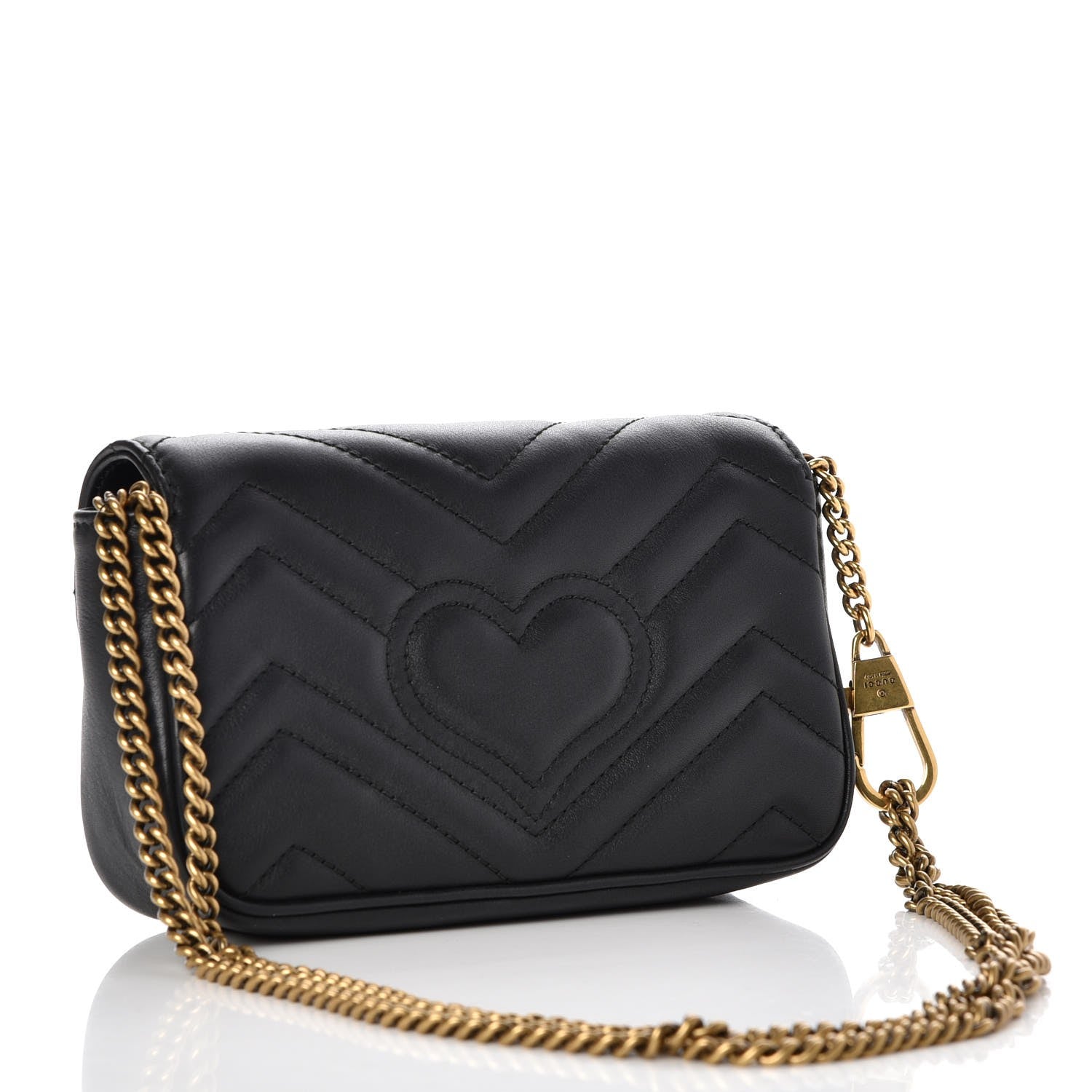 Gucci Calfskin Matelasse Super Mini GG Marmont Shoulder Bag Black 4 of 10