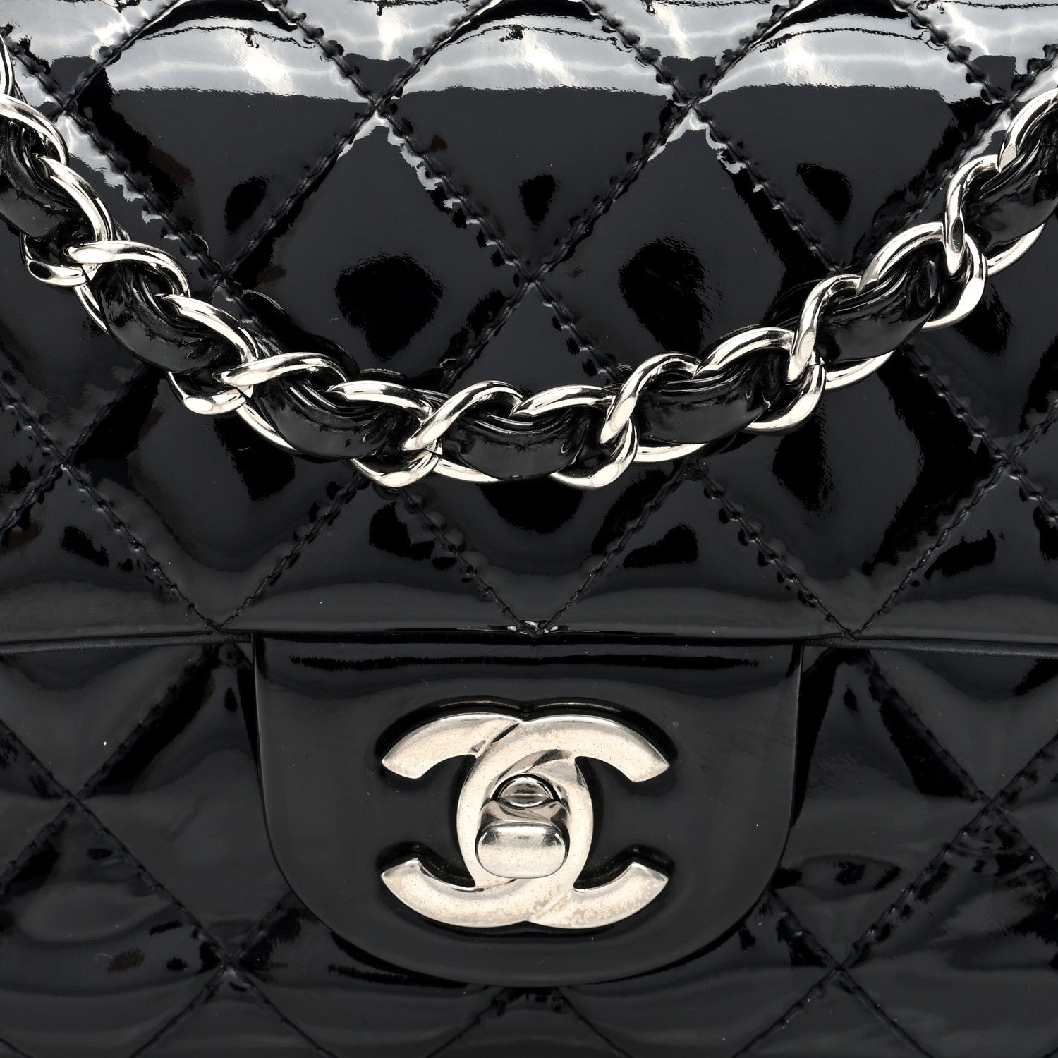 Chanel Patent Calfskin Quilted Mini Rectangular Flap Black 8 of 10