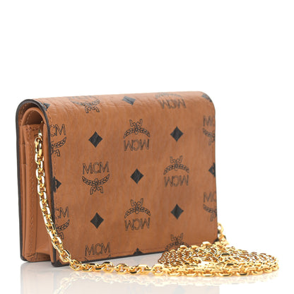MCM Visetos Original Mini Chain Wallet Cognac 2 of 8