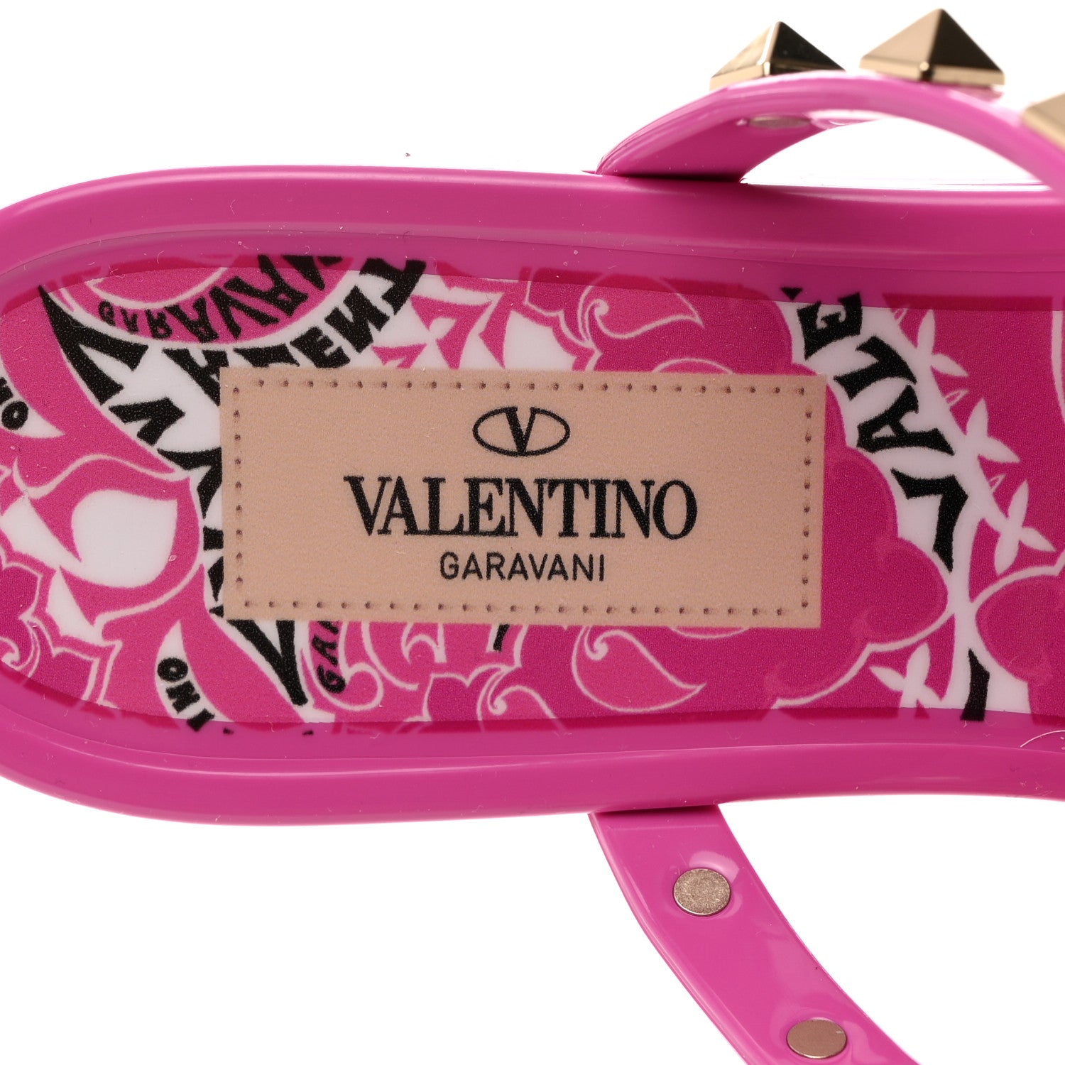 Valentino Garavani PVC Jelly Rockstud Caged Flat Thong Sandals 36 Pink 5 of 8