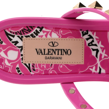 Valentino Garavani PVC Jelly Rockstud Caged Flat Thong Sandals 36 Pink 5 of 8