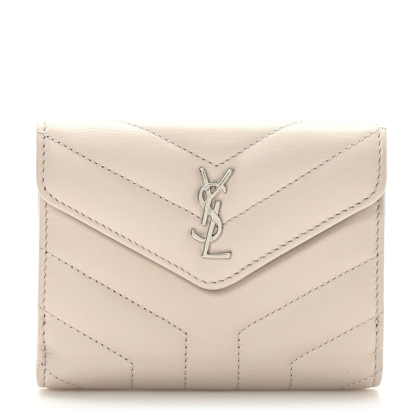 Lambskin Y Quilted Monogram Compact Loulou Wallet Nude Powder