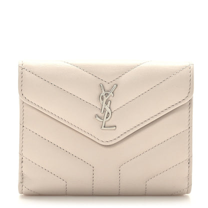 Saint Laurent Lambskin Y Quilted Monogram Compact Loulou Wallet Nude Powder 1 of 8