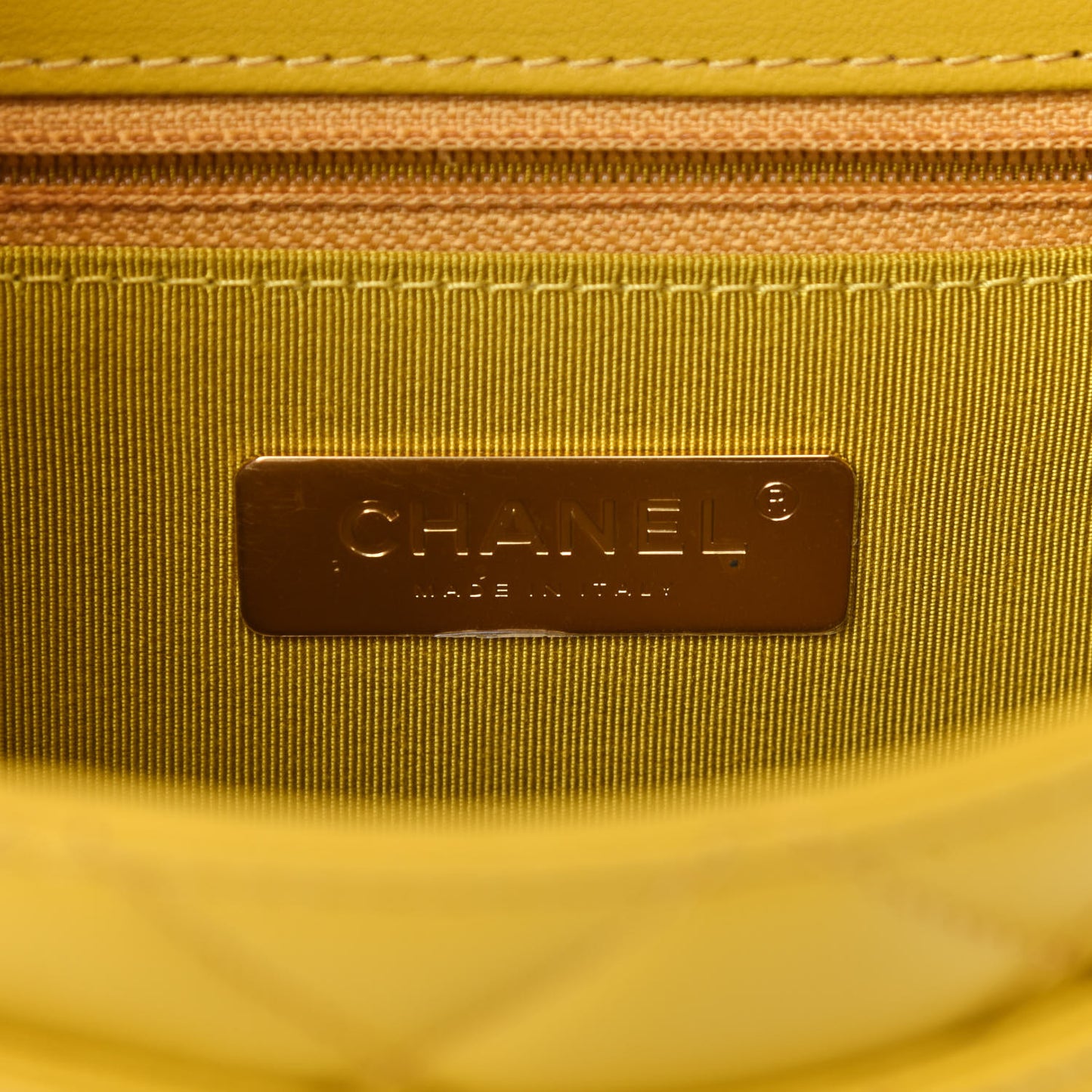 Lambskin Quilted Small Chain Infinity Top Handle Flap Yellow