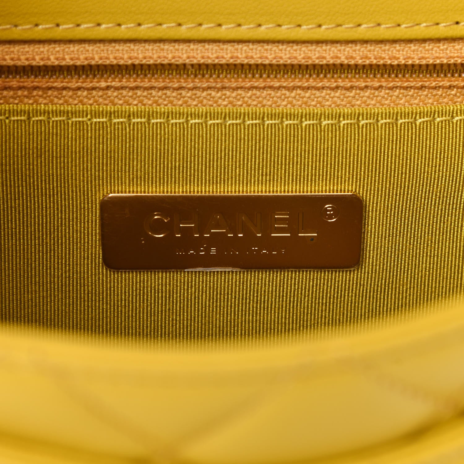 Chanel Lambskin Quilted Small Chain Infinity Top Handle Flap Yellow 6 of 15
