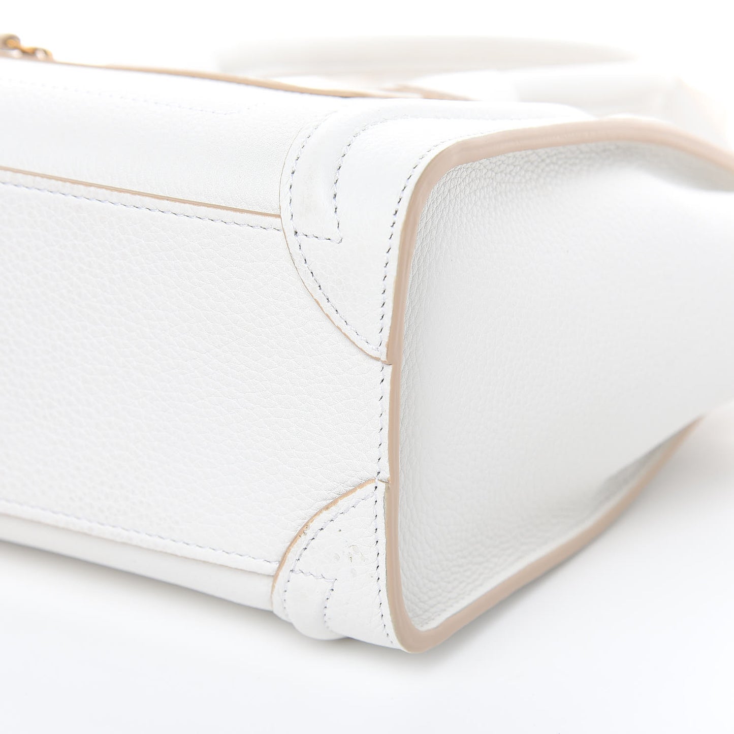 Drummed Calfskin Nano Luggage Optic White