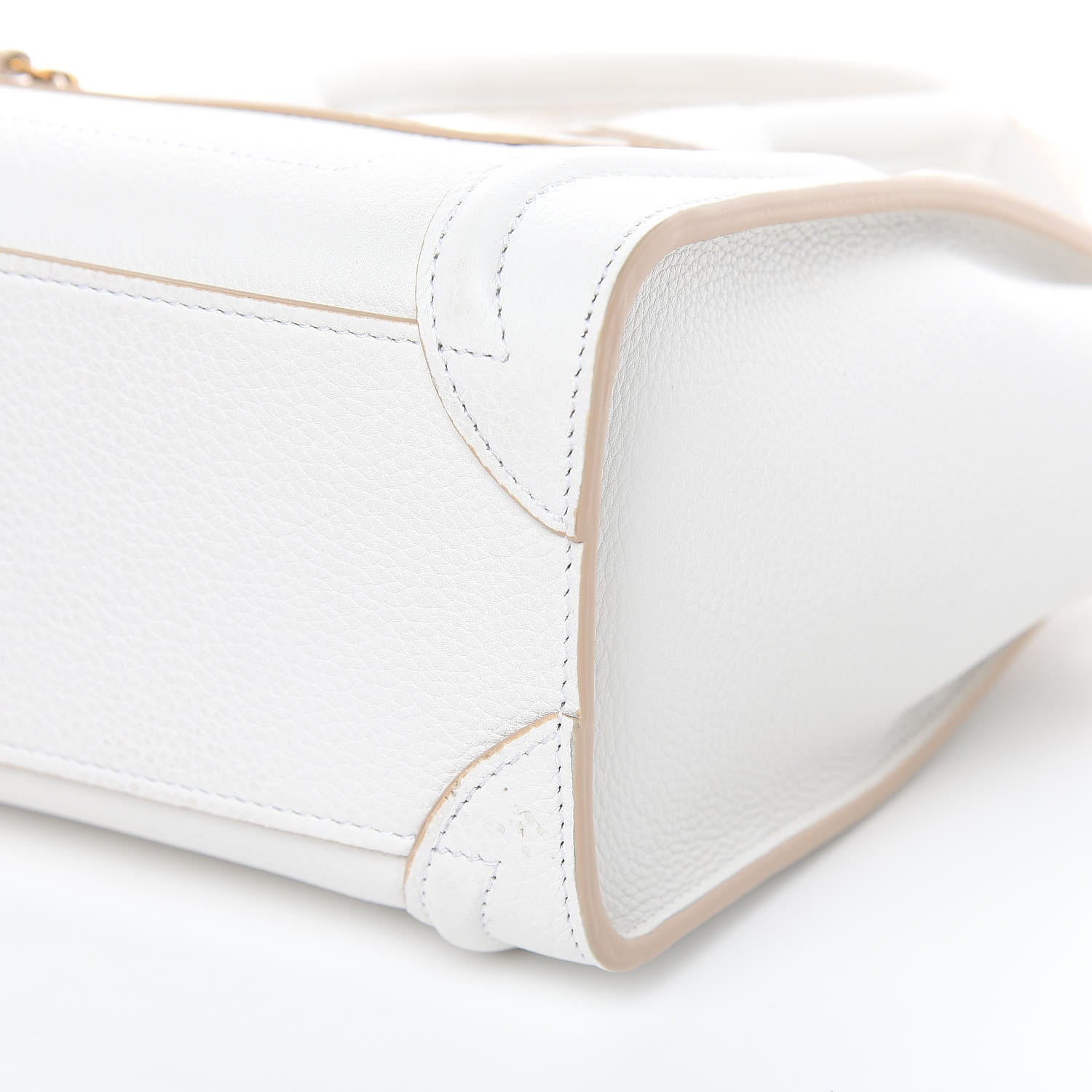 Celine Drummed Calfskin Nano Luggage Optic White 9 of 12
