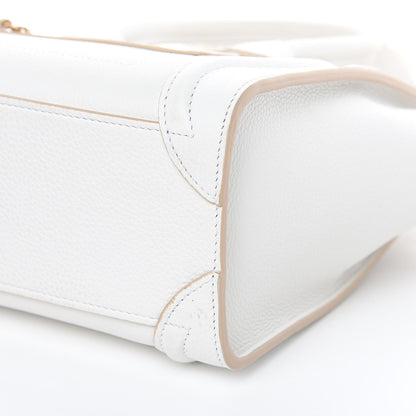 Celine Drummed Calfskin Nano Luggage Optic White 9 of 12