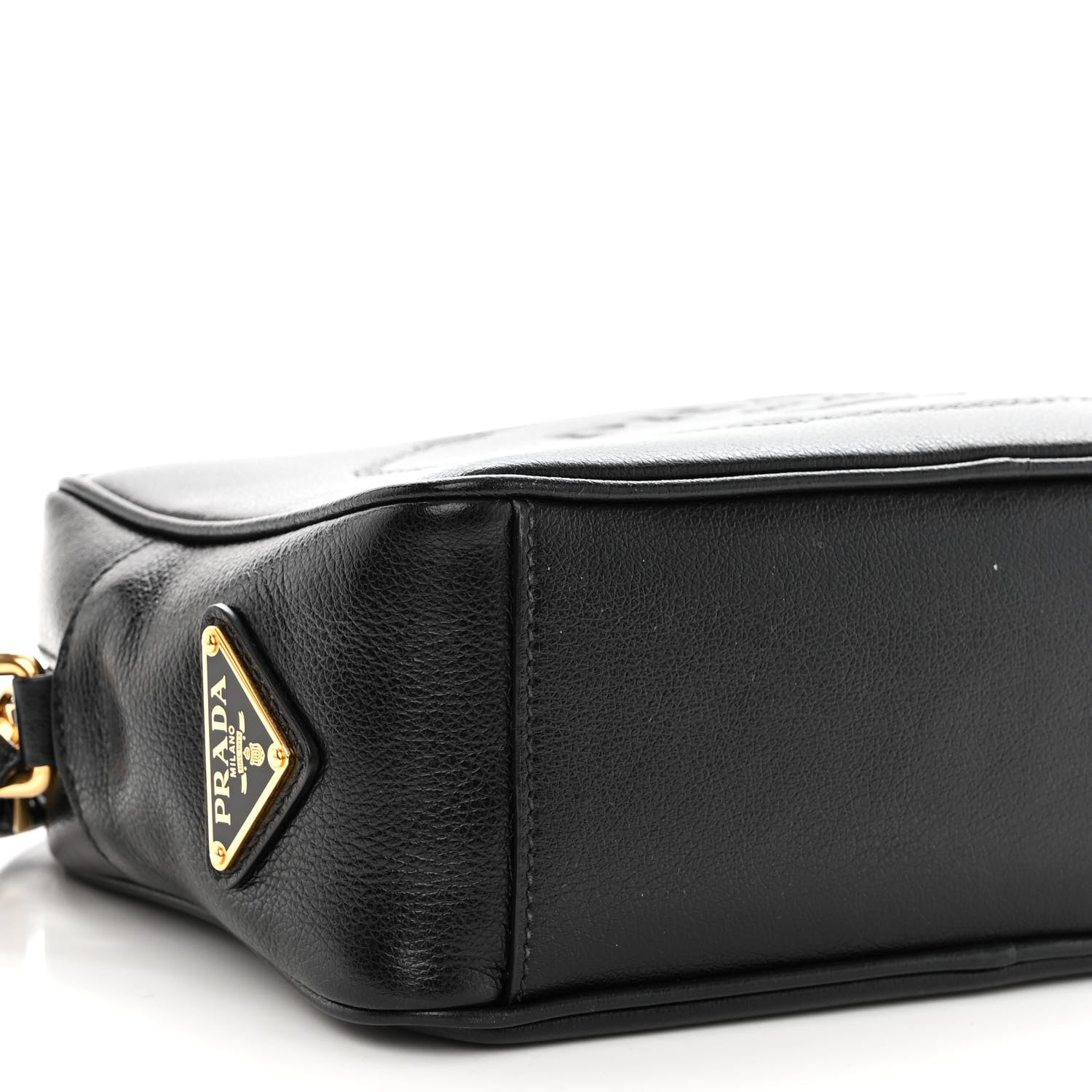 Prada Glace Calfskin Embossed Logo Crossbody Black 8 of 9