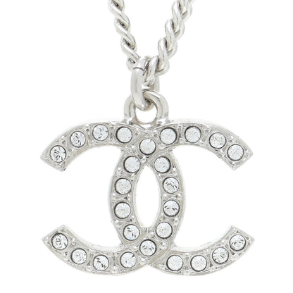 Chanel Crystal Pearl CC Pendant Necklace Silver 4 of 6