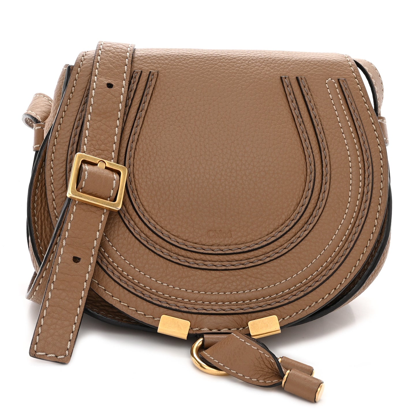 Grained Calfskin Small Marcie Saddle Bag Nut