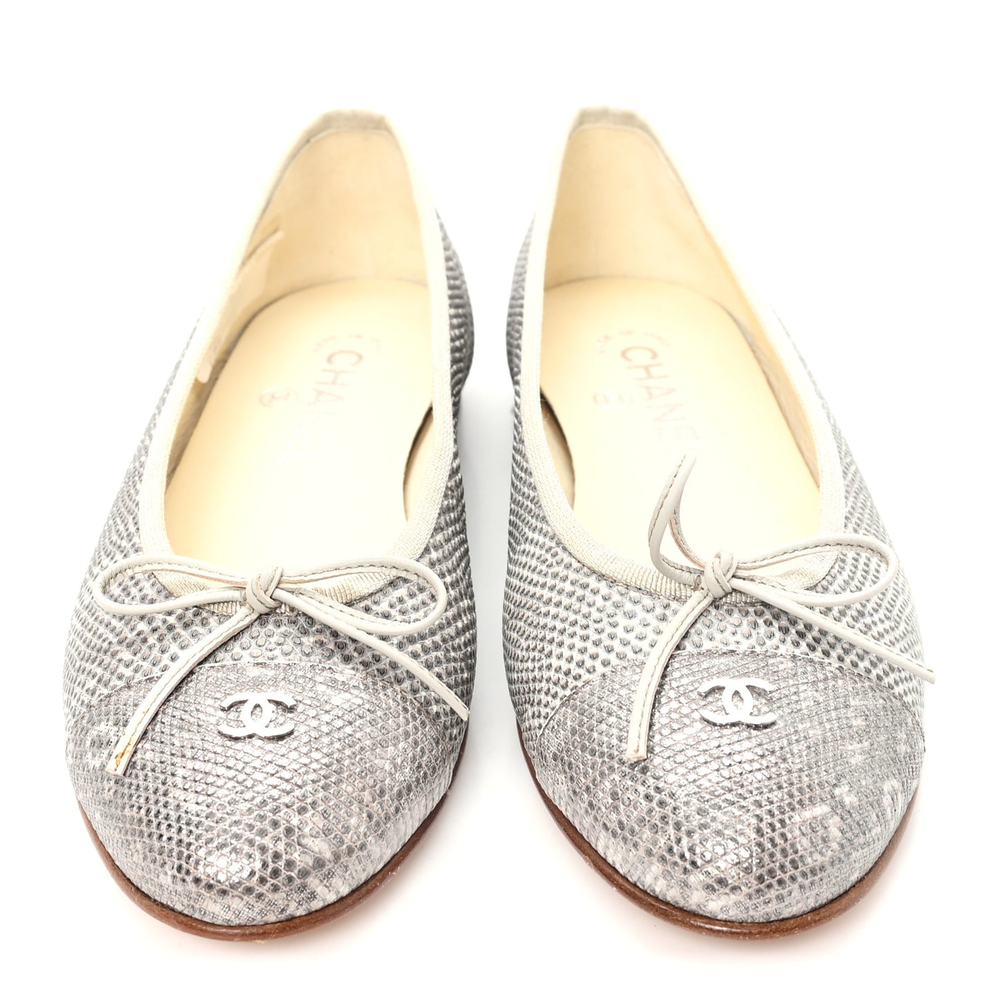 Lizard Cap Toe CC Ballerina Flats 38.5 Grey