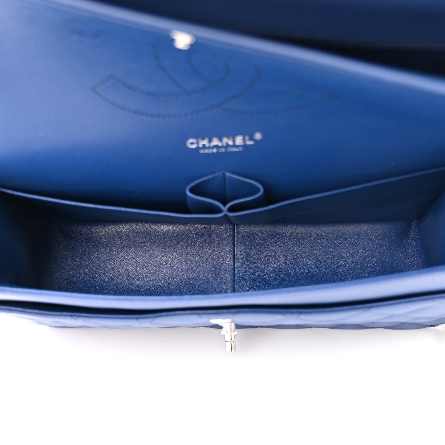Caviar Quilted Jumbo Double Flap Blue