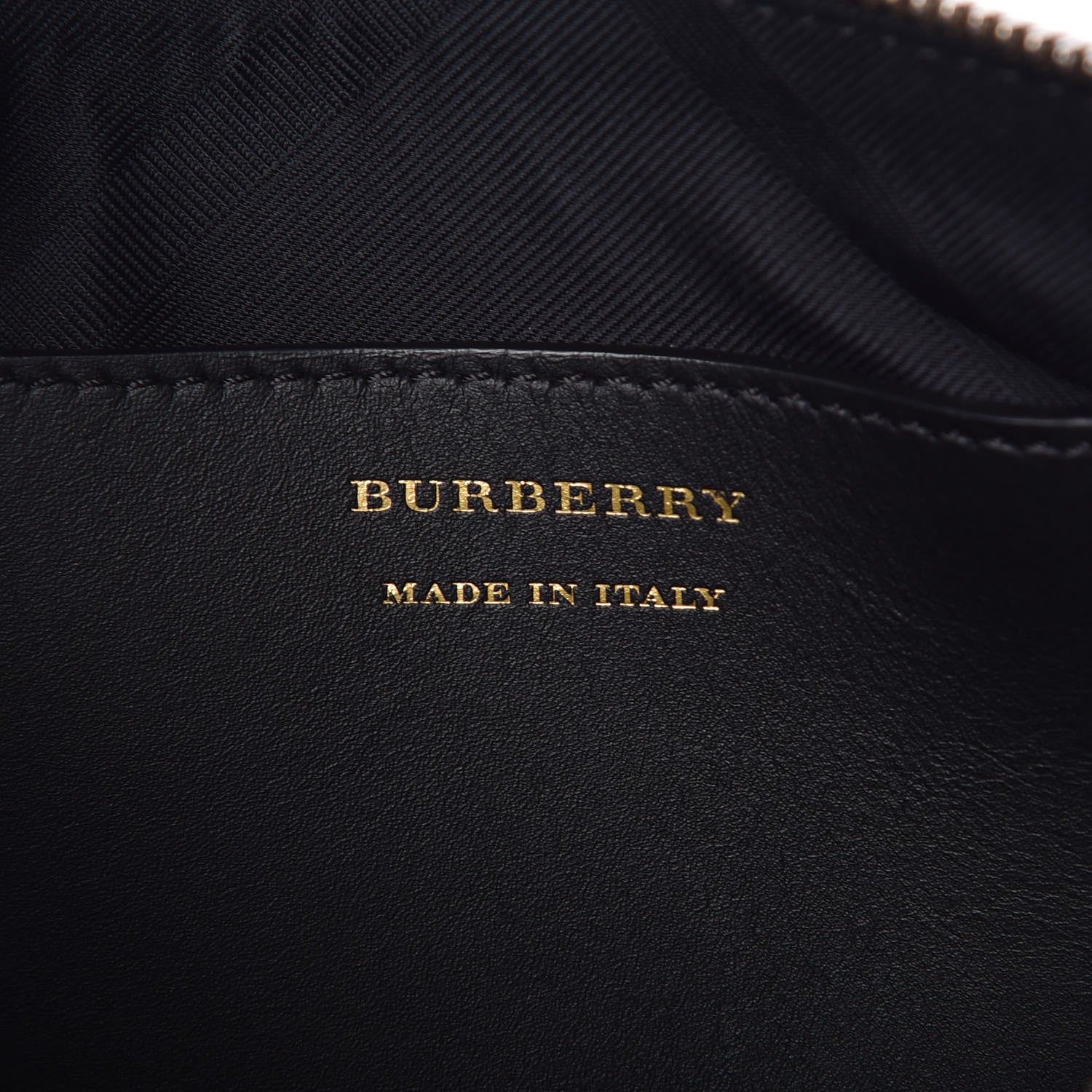 Burberry Metallic Grained Calfskin Striped Zip Pouch Black 6 of 6