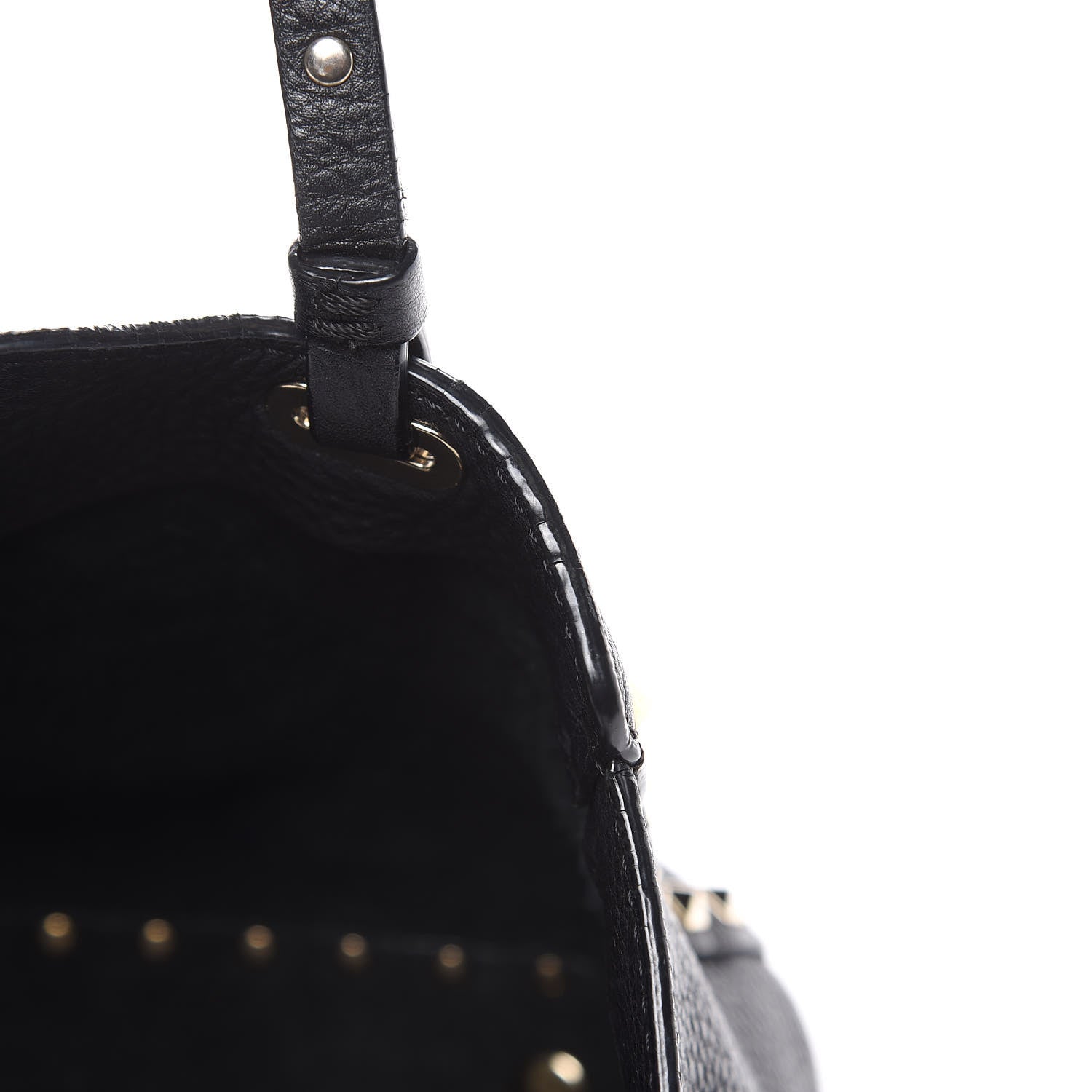 Valentino Garavani Grained Calfskin Small Rockstud Tote Black 11 of 13