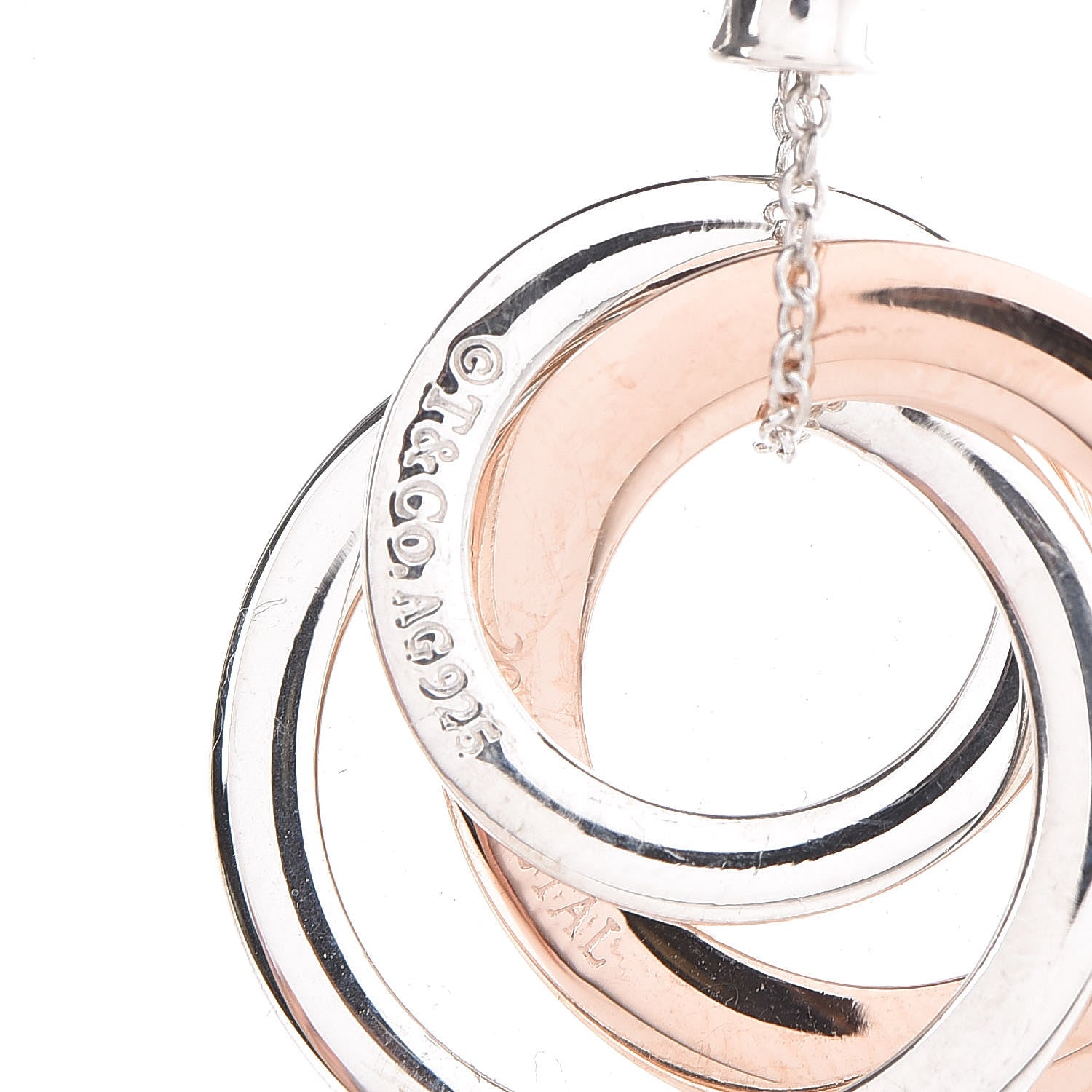 Tiffany Sterling Silver Rubedo 1837 Circles Pendant Necklace 5 of 10