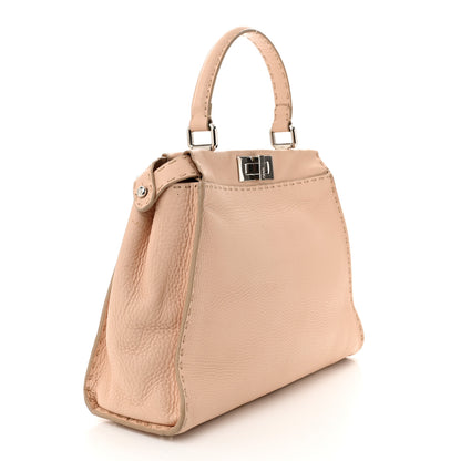 Fendi Cuoio Romano Selleria Bi-Color Medium Peekaboo Iconic Satchel Rosa Plaster Pesca 3 of 16