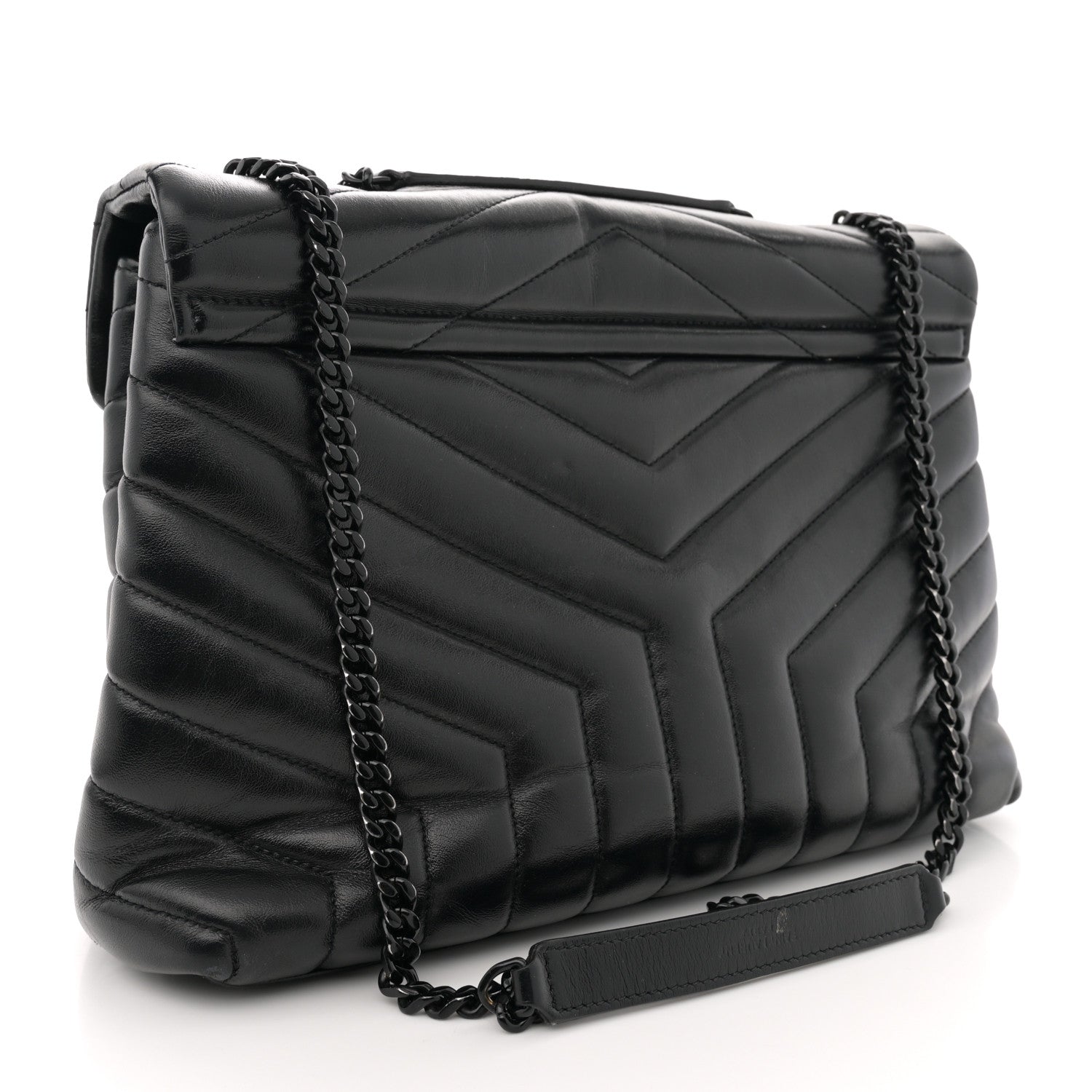 Saint Laurent Calfskin Y Quilted Monogram Monochrome Medium Loulou Chain Satchel Black 3 of 15