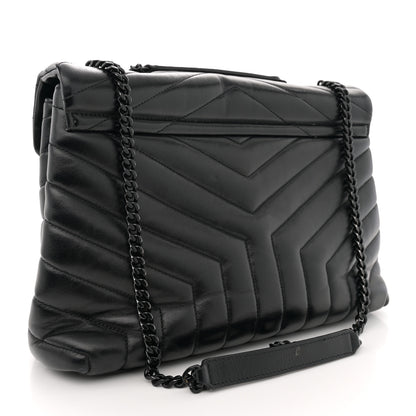 Saint Laurent Calfskin Y Quilted Monogram Monochrome Medium Loulou Chain Satchel Black 3 of 15