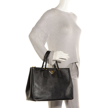 Prada Saffiano Lux Large Double Zip Tote Nero Black 3 of 11