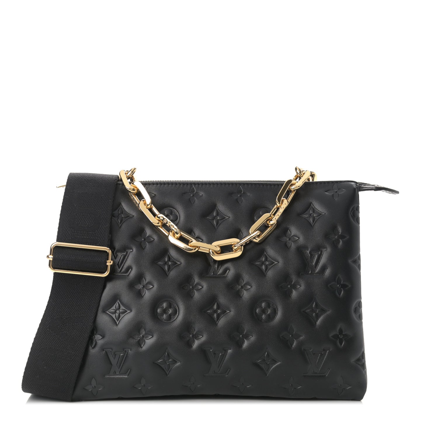 Lambskin Embossed Monogram Coussin PM Black