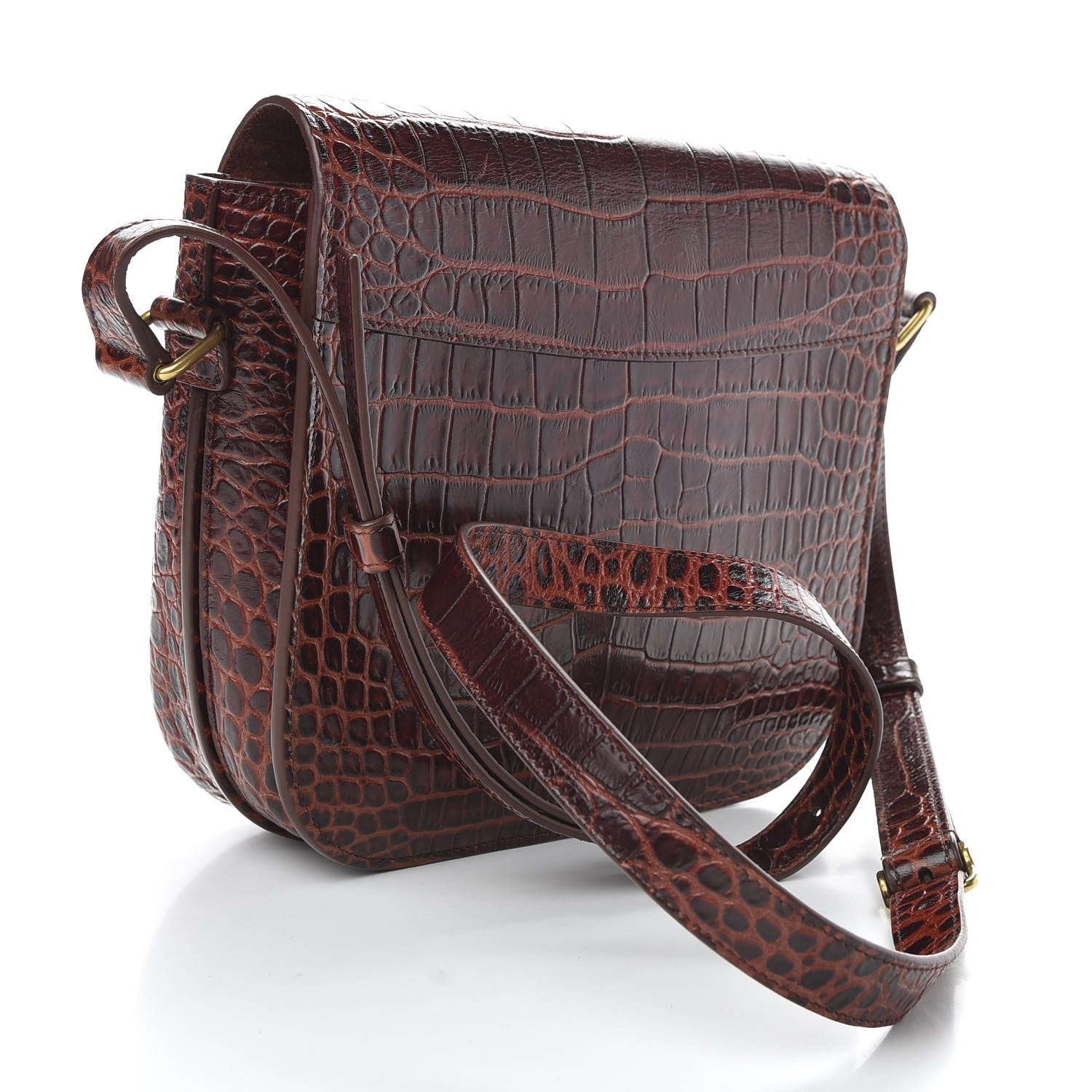 Saint Laurent Crocodile Embossed Calfskin Betty Messenger Dark Blood 3 of 10