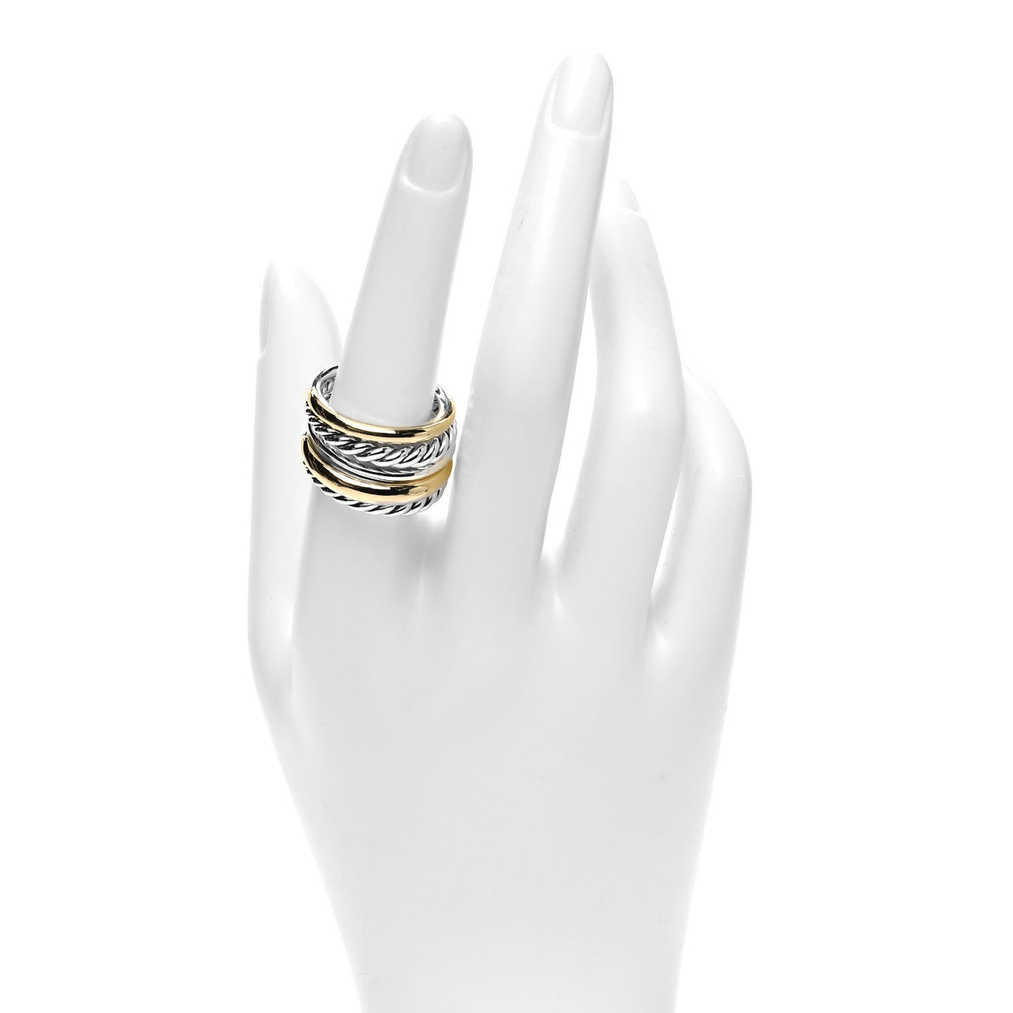 Sterling Silver 18K Yellow Gold Wide Pure Form Ring 56 7.5
