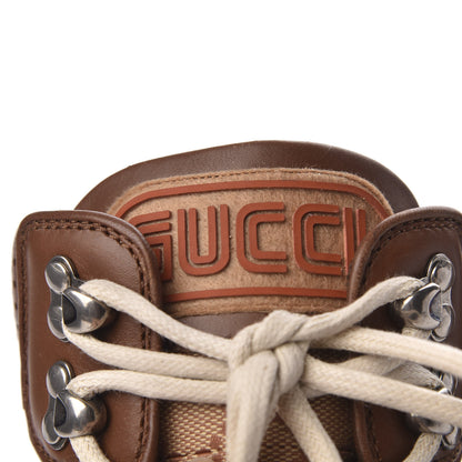 Gucci X SEGA Suede Calfskin GG Monogram Womens Flashtrek High-Top Sneakers 35.5 New Cuir Beige Ruggine 7 of 9