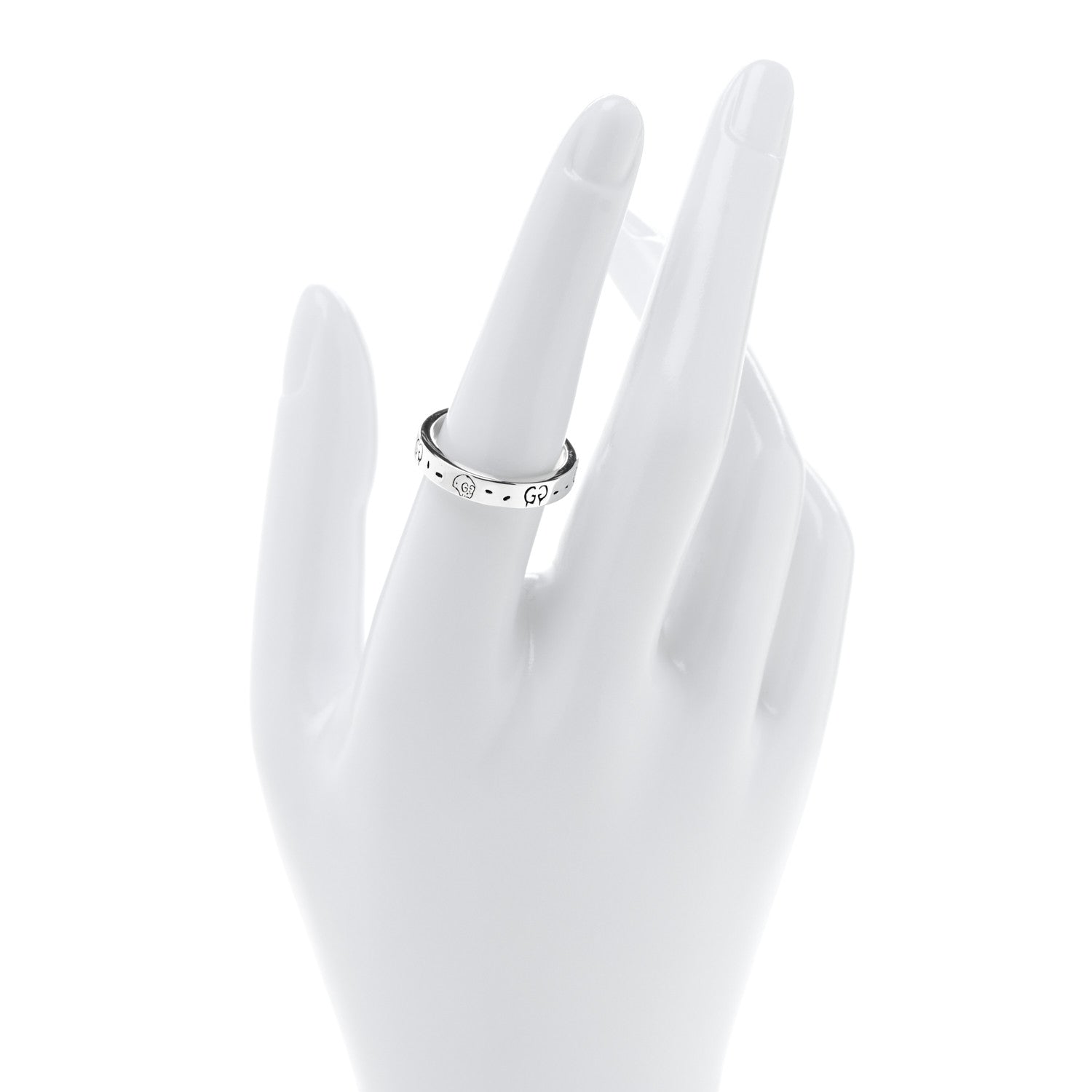 Gucci Sterling Silver Narrow GucciGhost Hamlet Skull Ring 55 7.25 2 of 4