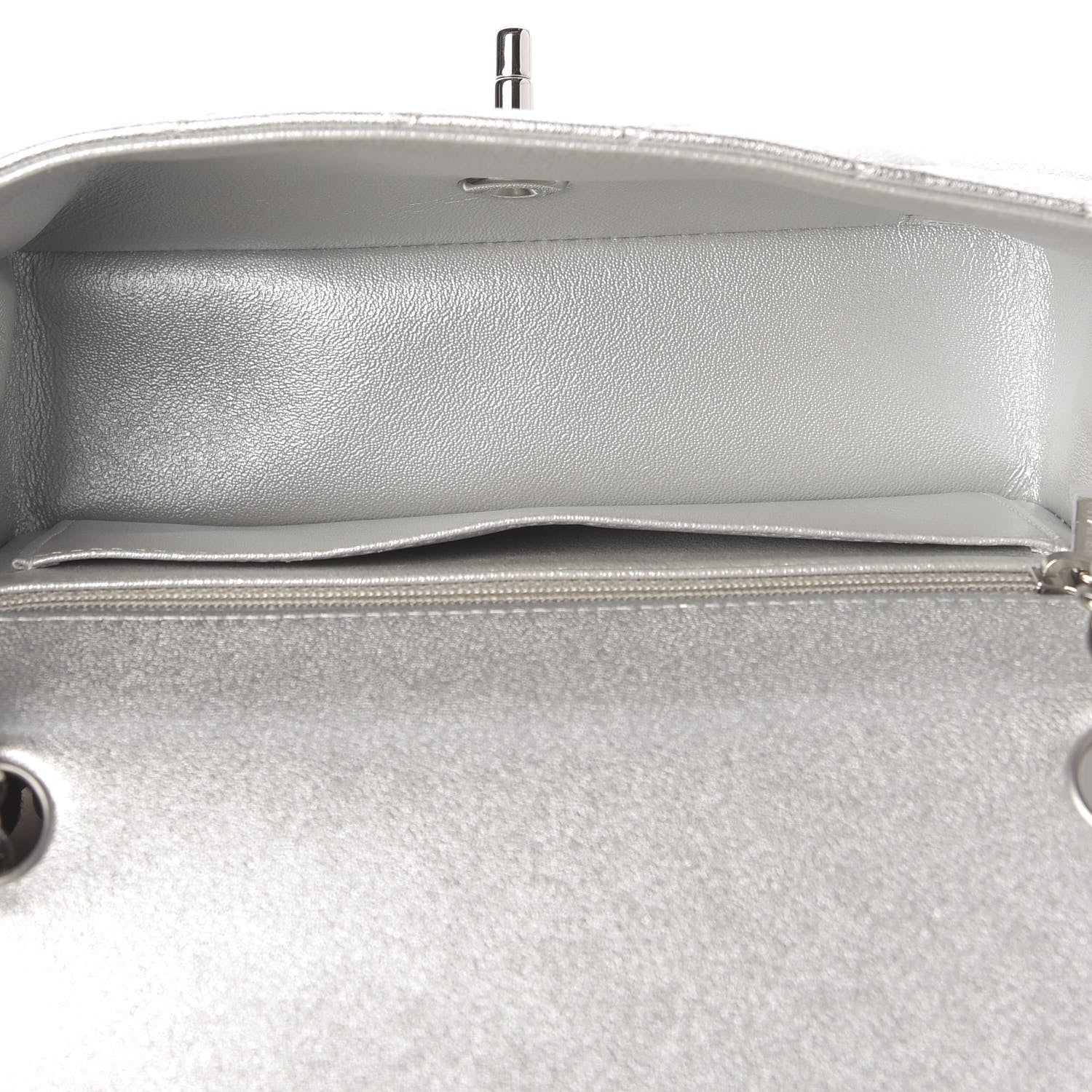 Chanel Metallic Lambskin Quilted Mini Rectangular Flap Silver 6 of 9