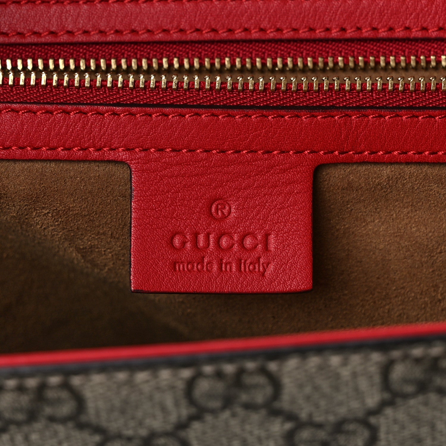 Gucci GG Supreme Monogram Calfskin Medium Padlock Top Handle Bag Beige Hibiscus Red New Rosette 6 of 15