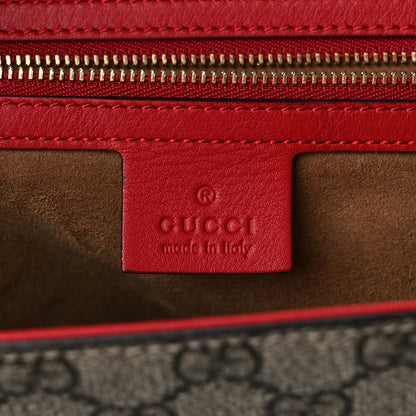 Gucci GG Supreme Monogram Calfskin Medium Padlock Top Handle Bag Beige Hibiscus Red New Rosette 6 of 15
