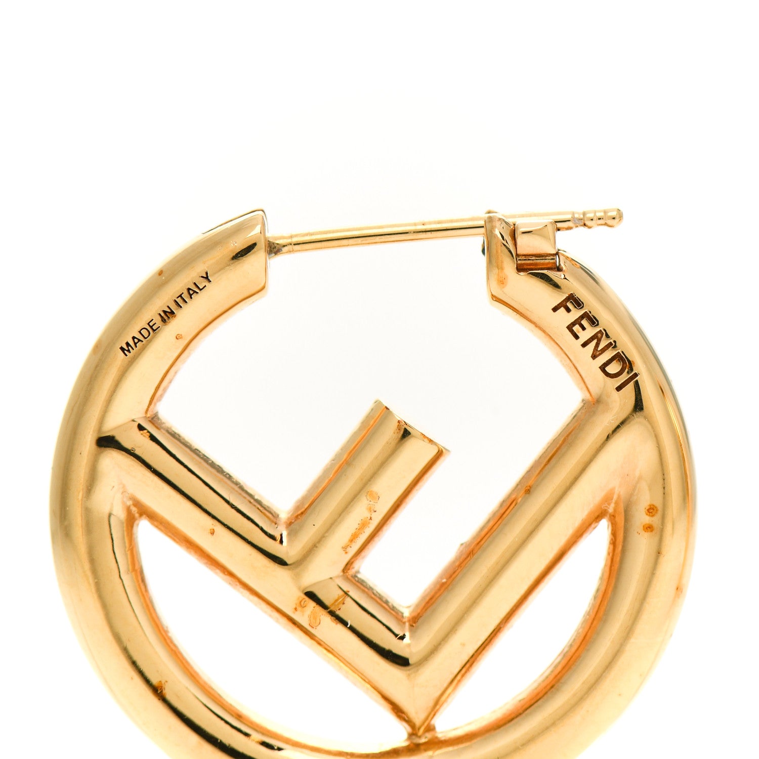 Fendi Metal FF Hoop Earrings Gold 4 of 4