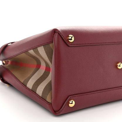 Burberry Grainy Calfskin House Check Medium Banner Tote Mahogany Red 8 of 9