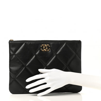 Chanel Goatskin Quilted Large Chanel 19 Cosmetic Case Black 2 of 8