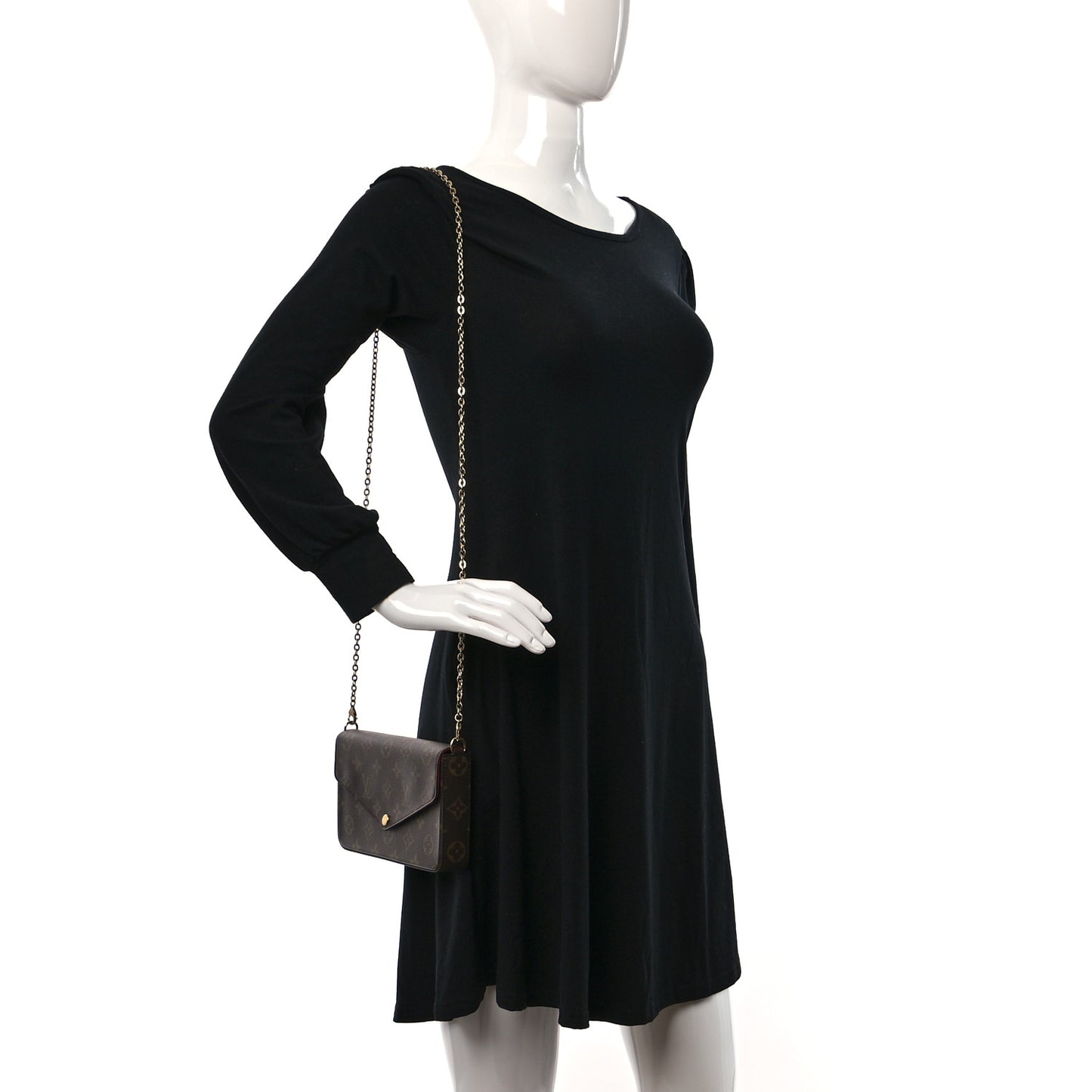 Monogram Pochette Felicie Chain Wallet Fuchsia