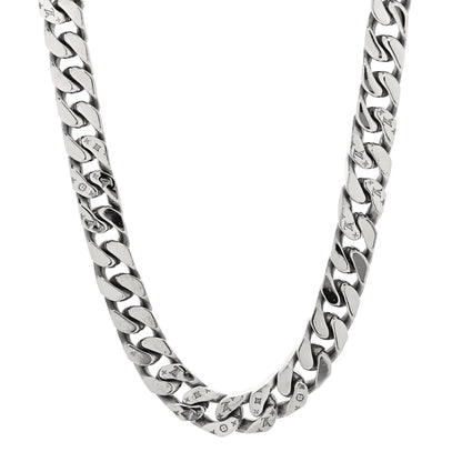 Louis Vuitton Metal Monogram Etched LV Chain Links Necklace Silver 1 of 4
