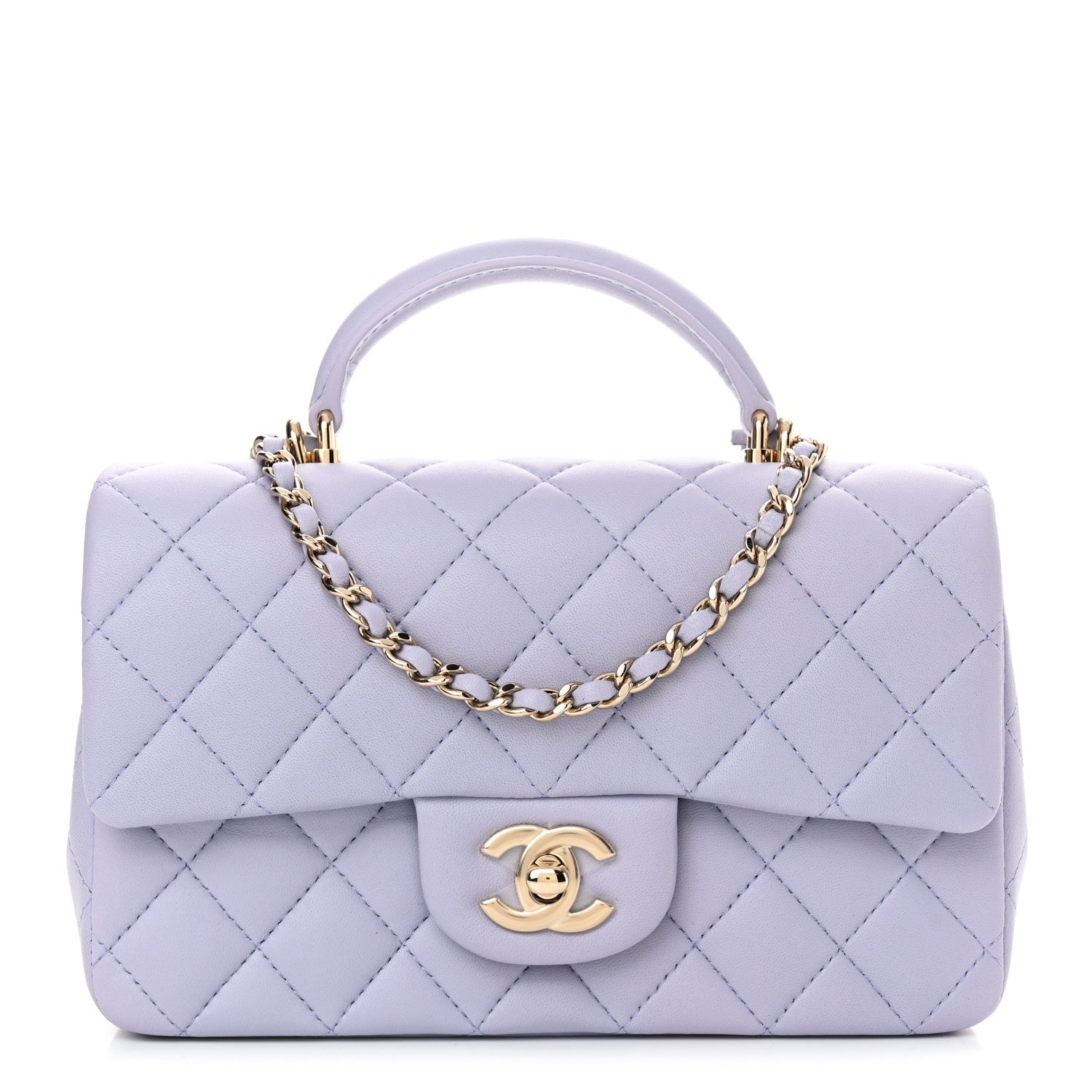 Chanel Lambskin Quilted Mini Top Handle Rectangular Flap Light Purple 1 of 11