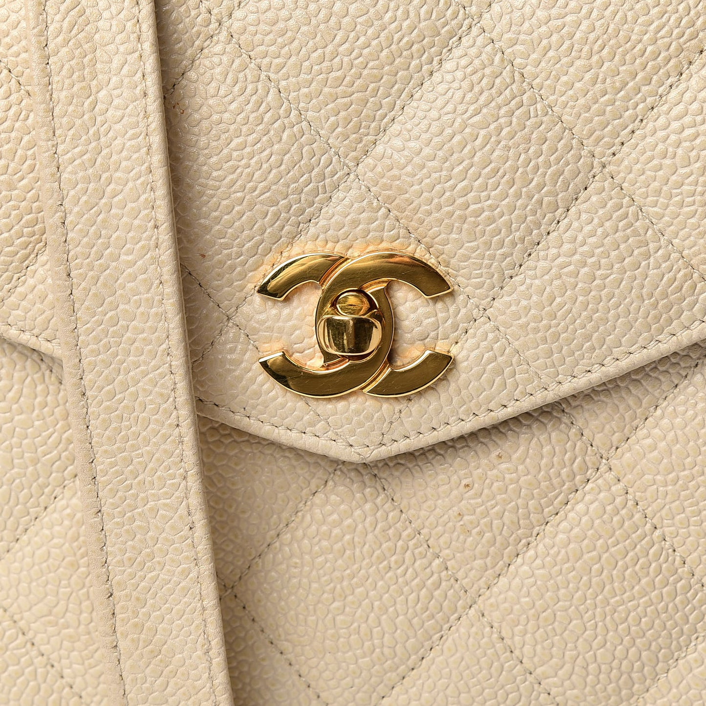 Caviar Quilted Envelope Flap Crossbody Light Beige