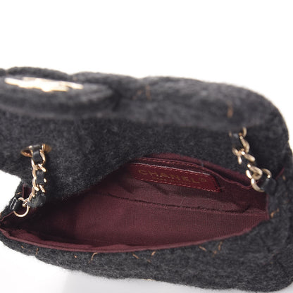 Chanel Wool Contrast Stitched Extra Mini Flap Charcoal 6 of 9