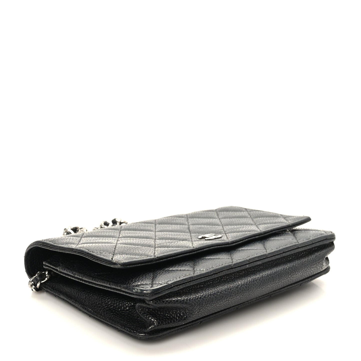 Caviar Quilted Wallet on Chain WOC Black