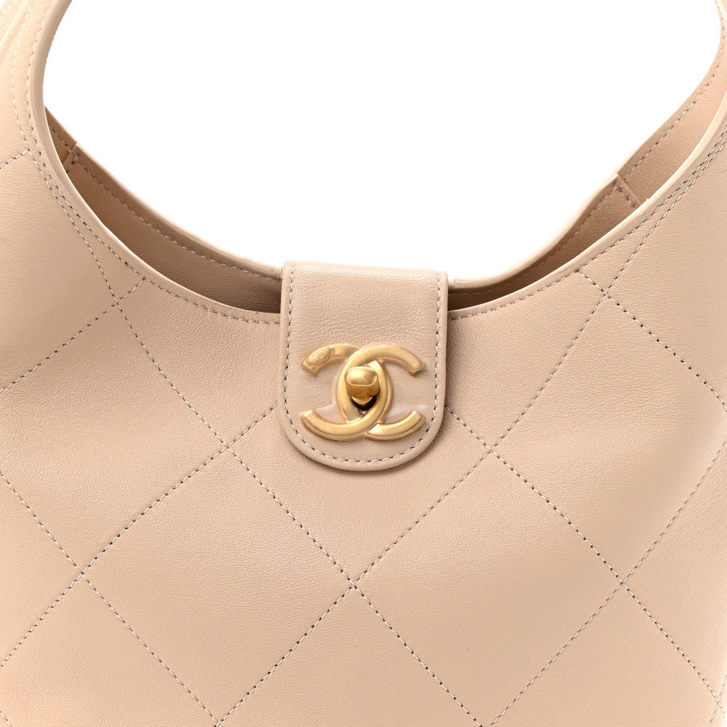 Chanel Shiny Lambskin Quilted Small Hobo Beige 8 of 12