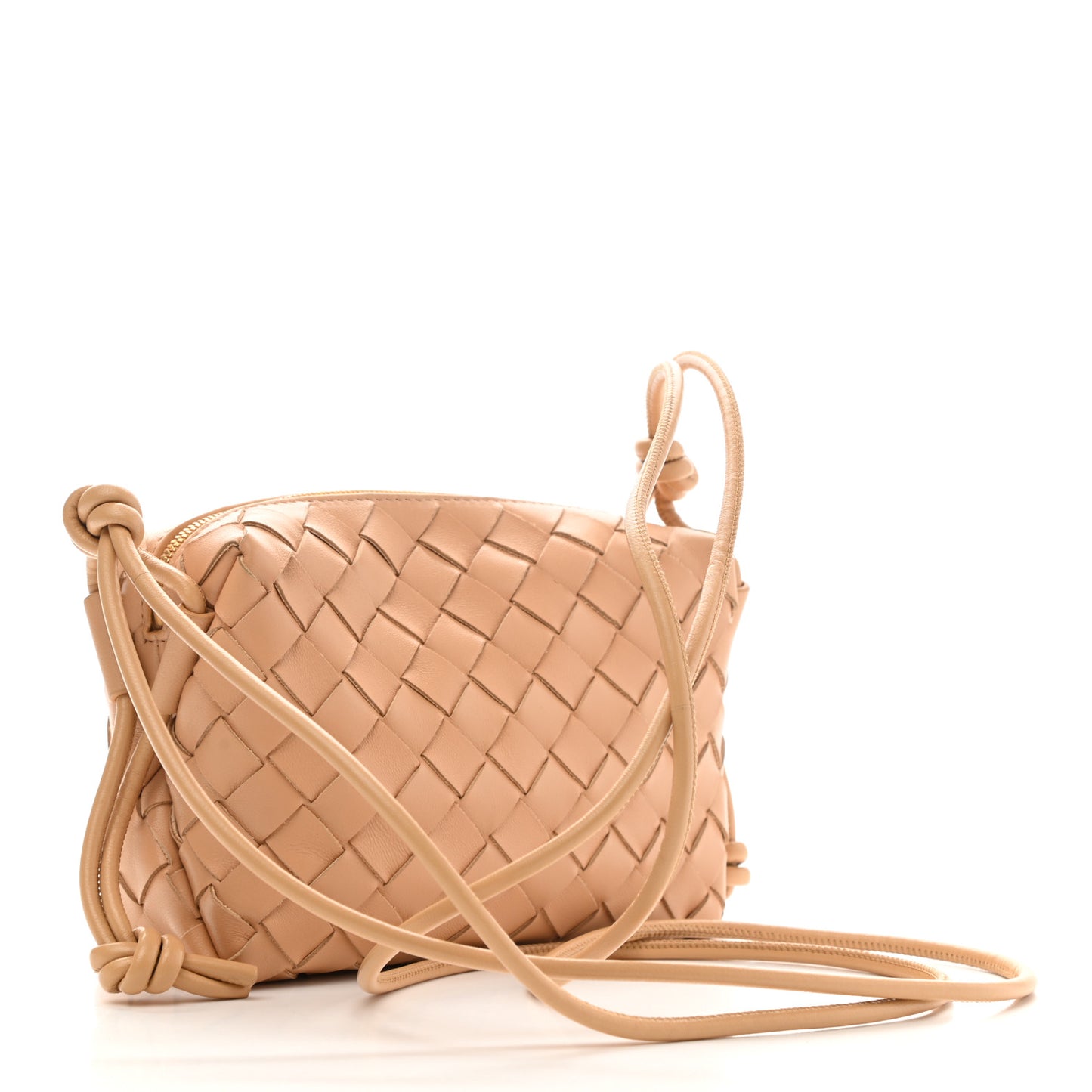 Nappa Intrecciato Mini Loop Camera Bag Almond
