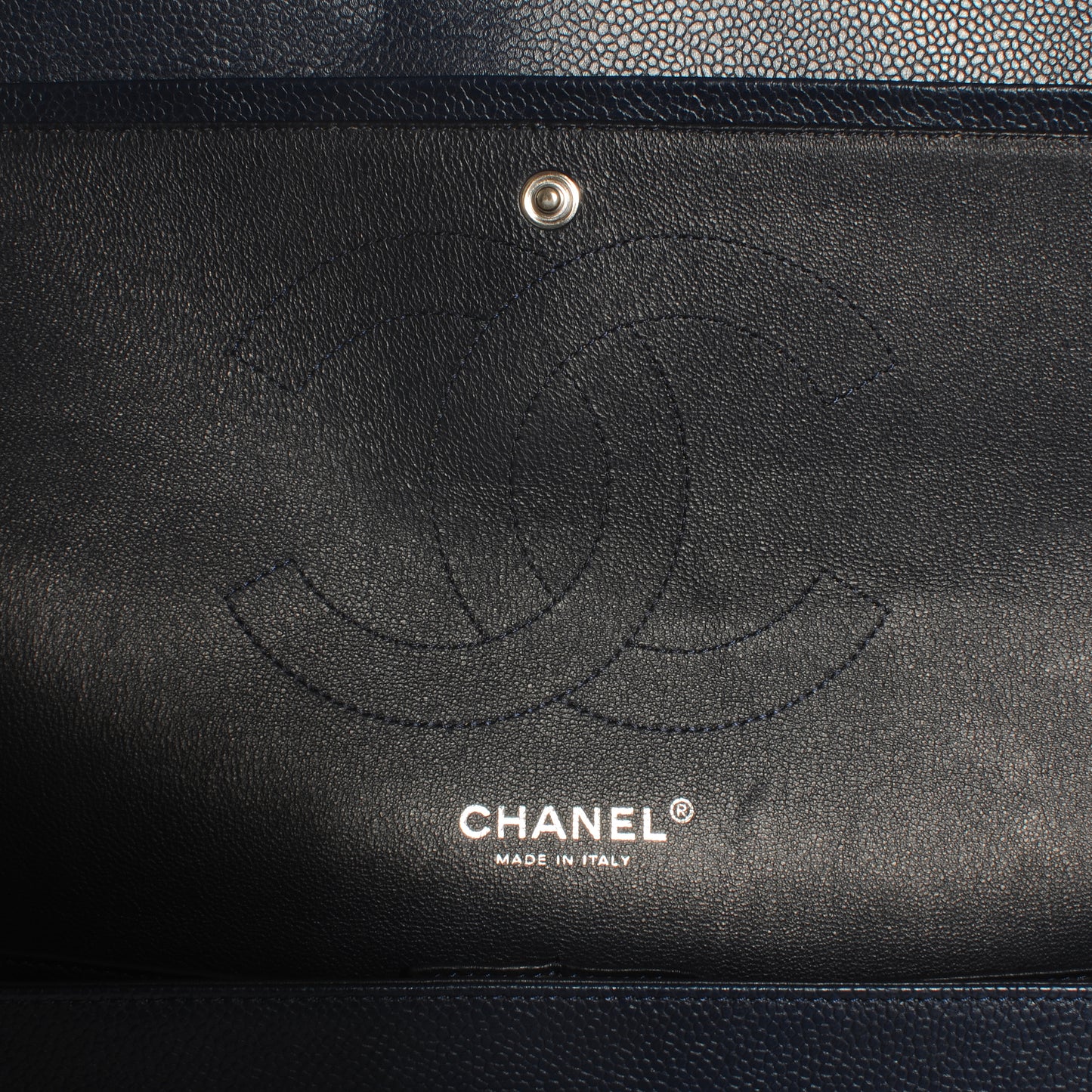 Caviar Jumbo Double Flap Navy Blue