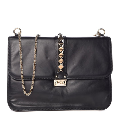 Valentino Garavani Vitello Extra Large Glam Lock Rockstud Flap Black 1 of 12