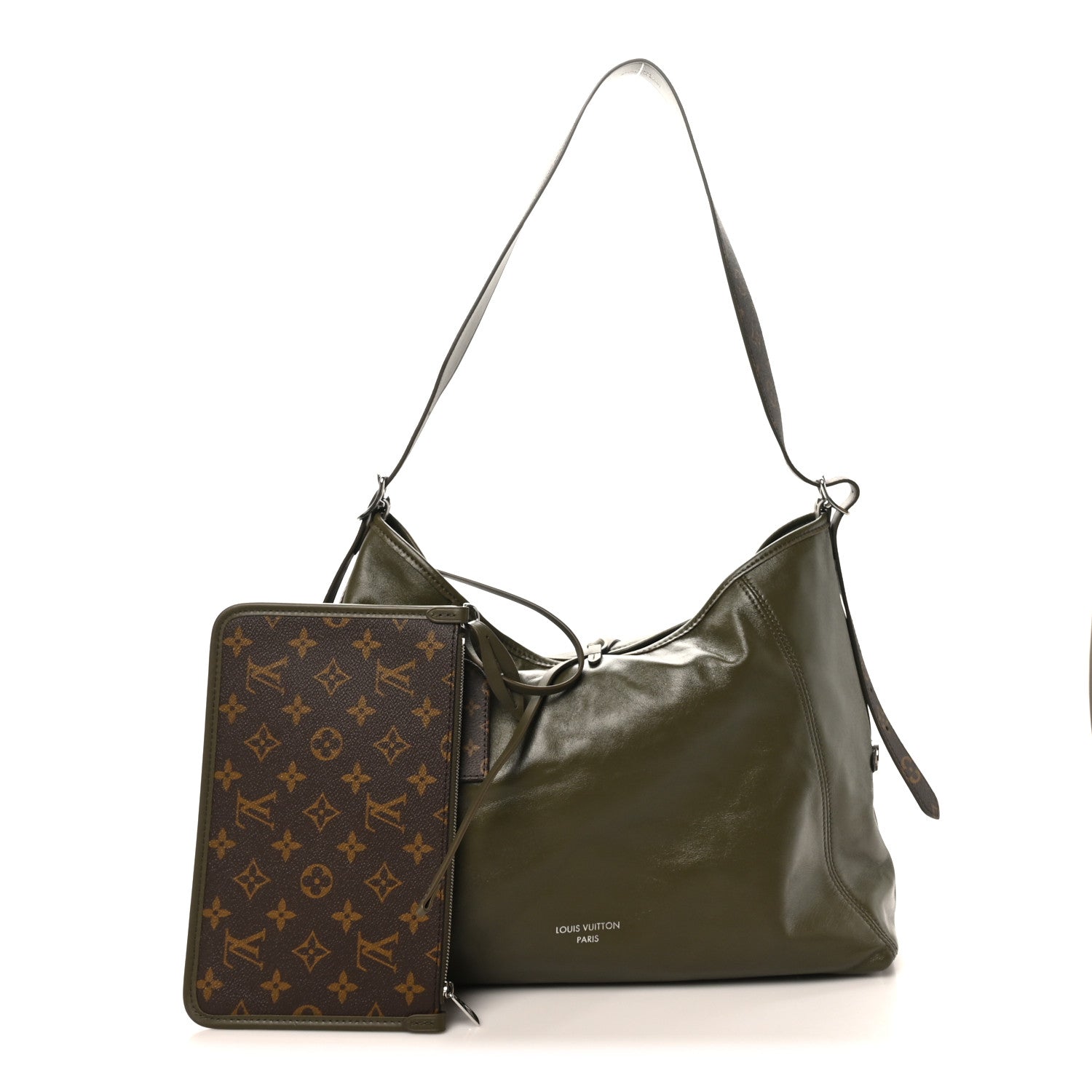 Louis Vuitton Lambskin CarryAll Vibe MM Dark Kaki 3 of 10
