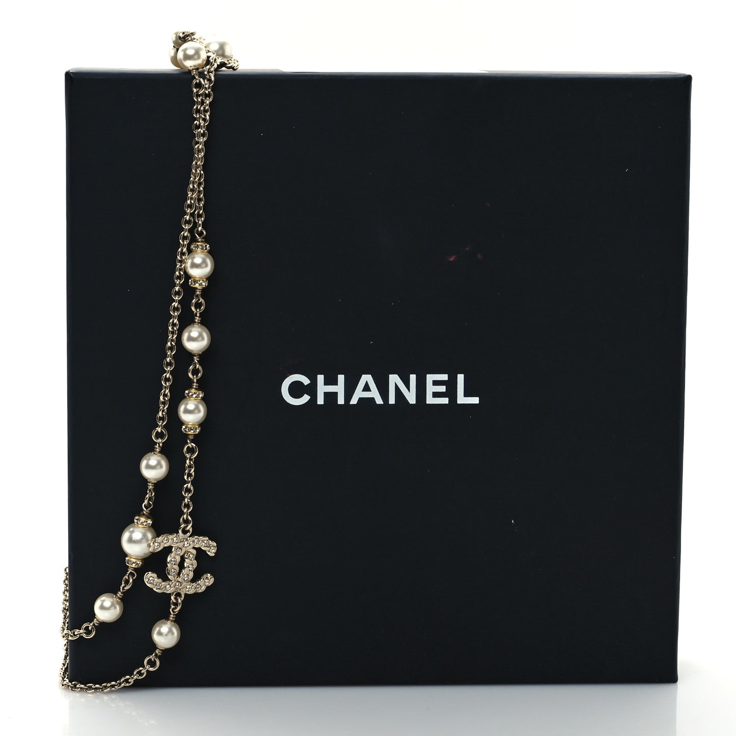 Pearl Crystal CC Lace Camellia Short Necklace Gold