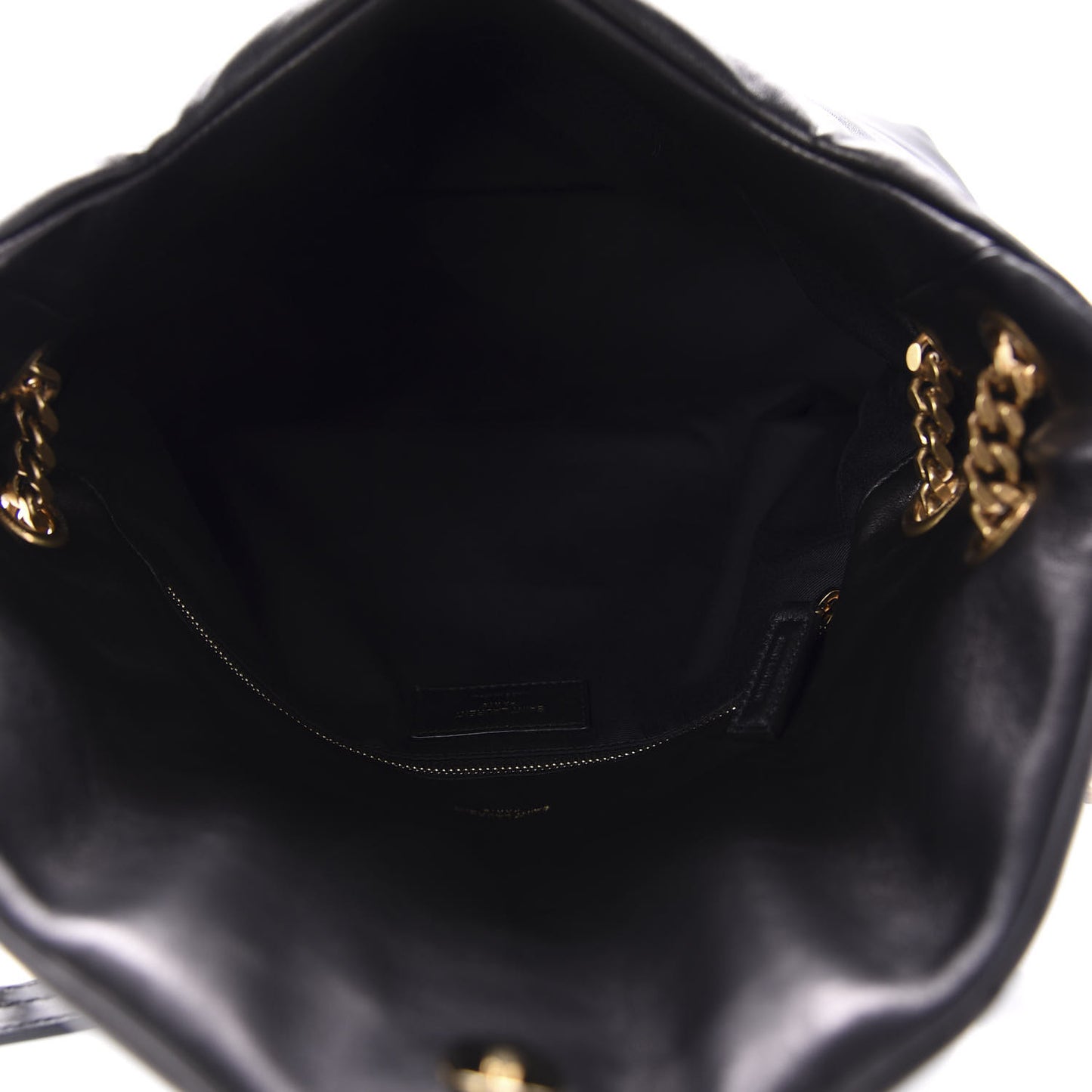 Lambskin Quilted Medium Loulou Puffer Monogram Chain Satchel Black